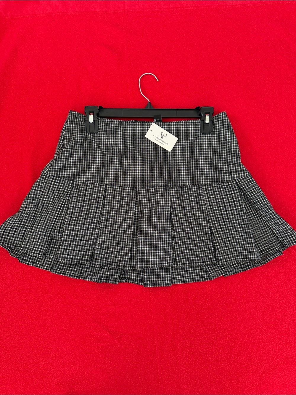 Windsor Black Grey & White Checked Pleated Mini Skort new